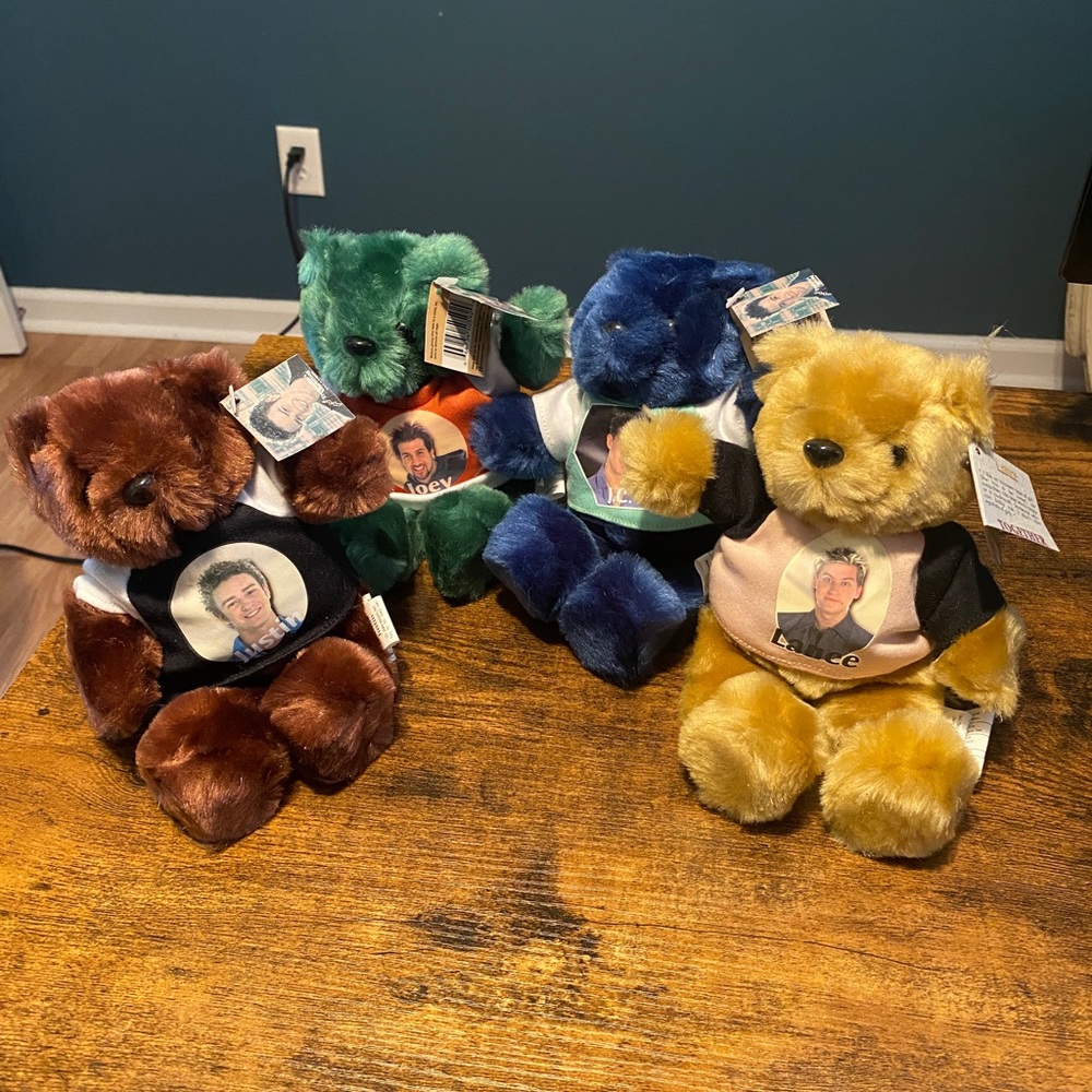 Vintage 1990's NSYNC SET of Limited Rare Bears - Justin, Lance, JC, Joey
